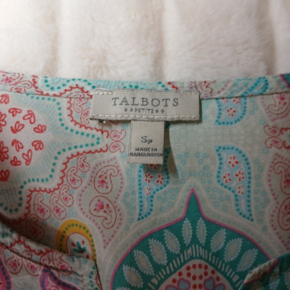 Talbots Petite Split Neck Tunic Blouse Multicolor Paisley Print – Size S - Picture 4 of 8